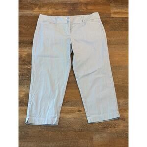 LOFT Outlet Size 14 Light Blue Ticking Stripe Cropped Pants Coastal Minimalist